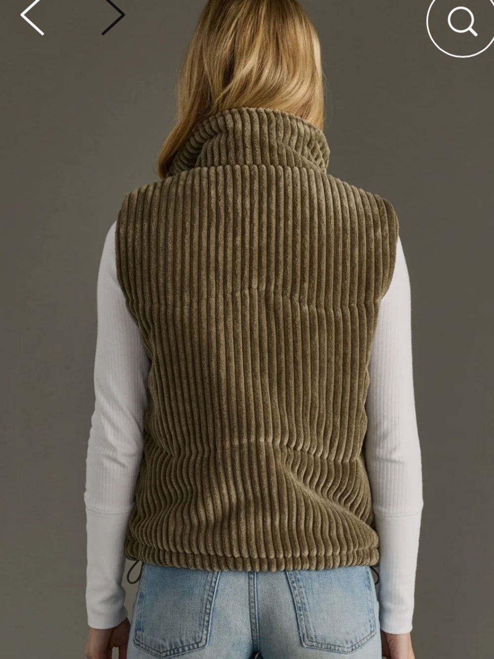 Panache Olive Ribbed Zip-Front Vest - Picture 3 of 8